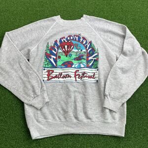 Vintage Hanes Gray Adirondack Balloon Festival Graphic Sweatshirt Sz L